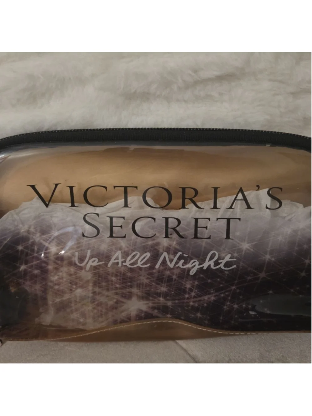 Women's Victoria's Secret Gold & Black Up All Night Cosmetic Bag One Size